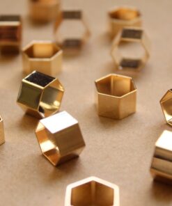 10 pc. Gold Plated Brass Hexagon Tube Beads, 12mm by 8mm | FI-287