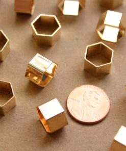 10 pc. Gold Plated Brass Hexagon Tube Beads, 12mm by 8mm | FI-287