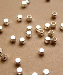 50 pc. Silver Plated Brass Rounded Corner Cube Spacer Beads, 4mm by 4mm | FI-285