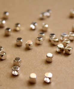 50 pc. Silver Plated Brass Rounded Corner Cube Spacer Beads, 4mm by 4mm | FI-285