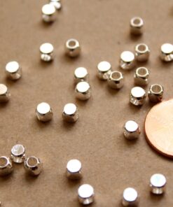 50 pc. Silver Plated Brass Rounded Corner Cube Spacer Beads, 4mm by 4mm | FI-285