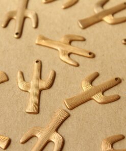 8 pc. Raw Brass Cactus Charms, 25.5mm by 15mm - made in USA | RB-1034