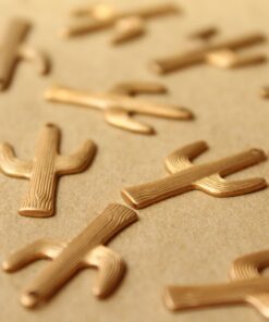 8 pc. Raw Brass Cactus Charms, 25.5mm by 15mm - made in USA | RB-1034