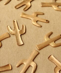 8 pc. Raw Brass Cactus Charms, 25.5mm by 15mm - made in USA | RB-1034