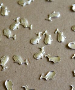 12 pc. Tiny Silver Plated Brass Happy Whales Facing Left: 10mm by 6mm - made in USA | SI-036