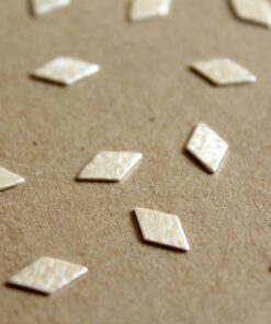 20 pc. Small Silver Plated Brass Crosshatched Diamonds: 11mm by 6.5mm - made in USA | SI-111