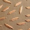 14 pc. Tiny Rose Gold Plated Brass Feathers: 16.5mm by 4.5mm - made in USA | ROS-002