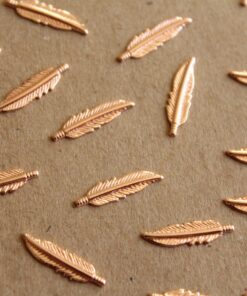 14 pc. Tiny Rose Gold Plated Brass Feathers: 16.5mm by 4.5mm - made in USA | ROS-002