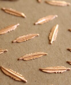 14 pc. Tiny Rose Gold Plated Brass Feathers: 16.5mm by 4.5mm - made in USA | ROS-002