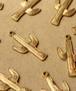1 pc. Raw Brass Cactus Charms, 29mm by 16mm - made in USA | RB-1062