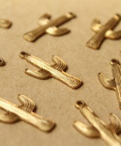 1 pc. Raw Brass Cactus Charms, 29mm by 16mm - made in USA | RB-1062