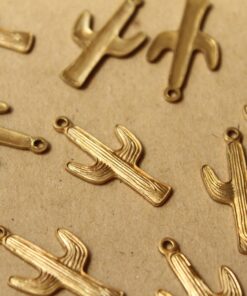 1 pc. Raw Brass Cactus Charms, 29mm by 16mm - made in USA | RB-1062