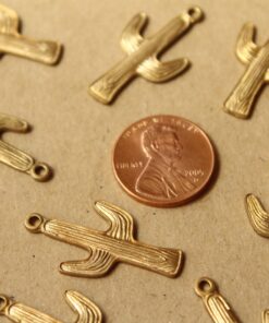 1 pc. Raw Brass Cactus Charms, 29mm by 16mm - made in USA | RB-1062