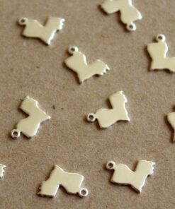 6 pc. Silver Plated Brass Louisiana State Charms / Blanks: 11mm by 12mm - made in USA | SI-116