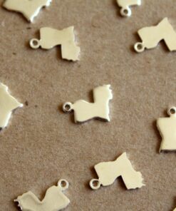 6 pc. Silver Plated Brass Louisiana State Charms / Blanks: 11mm by 12mm - made in USA | SI-116