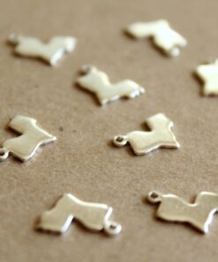 6 pc. Silver Plated Brass Louisiana State Charms / Blanks: 11mm by 12mm - made in USA | SI-116