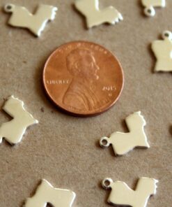6 pc. Silver Plated Brass Louisiana State Charms / Blanks: 11mm by 12mm - made in USA | SI-116