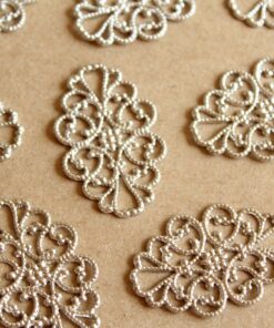 12 pc. Silver Plated Diamond-Shaped Filigree Connectors, 20mm by 30mm | MIS-170
