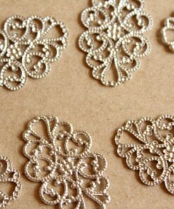 12 pc. Silver Plated Diamond-Shaped Filigree Connectors, 20mm by 30mm | MIS-170