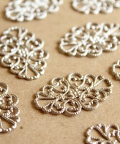 12 pc. Silver Plated Diamond-Shaped Filigree Connectors, 20mm by 30mm | MIS-170