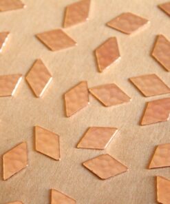 6 pc. Rose Gold Plated Brass Hammered Diamonds: 8mm by 12mm - made in USA | ROS-054