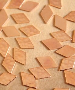 6 pc. Rose Gold Plated Brass Hammered Diamonds: 8mm by 12mm - made in USA | ROS-054