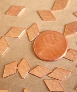 6 pc. Rose Gold Plated Brass Hammered Diamonds: 8mm by 12mm - made in USA | ROS-054
