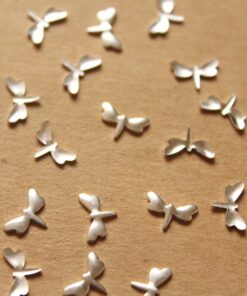 20 pc. Tiny Silver Plated Brass Dragonflies: 8mm by 5mm - made in USA | SI-184