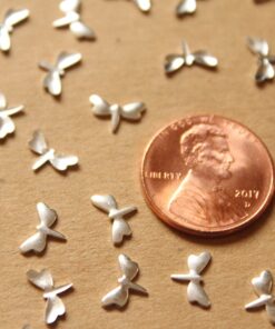 20 pc. Tiny Silver Plated Brass Dragonflies: 8mm by 5mm - made in USA | SI-184