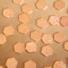 14 pc. Small Rose Gold Plated Brass Crosshatched Hexagons: 9mm by 8mm - made in USA | ROS-051