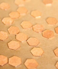 14 pc. Small Rose Gold Plated Brass Crosshatched Hexagons: 9mm by 8mm - made in USA | ROS-051