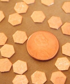 14 pc. Small Rose Gold Plated Brass Crosshatched Hexagons: 9mm by 8mm - made in USA | ROS-051