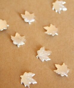8 pc. Small Silver Plated Brass Maple Leaves: 10mm by 9mm - made in USA | SI-191