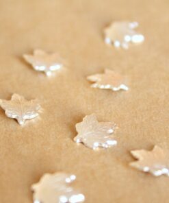 8 pc. Small Silver Plated Brass Maple Leaves: 10mm by 9mm - made in USA | SI-191