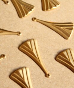 12 pc. Raw Brass Geometric Dangle Charms : 27mm by 12.5mm - made in USA | RB-1110