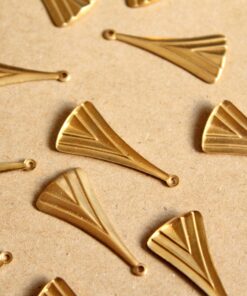 12 pc. Raw Brass Geometric Dangle Charms : 27mm by 12.5mm - made in USA | RB-1110