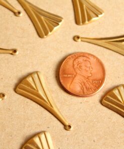 12 pc. Raw Brass Geometric Dangle Charms : 27mm by 12.5mm - made in USA | RB-1110