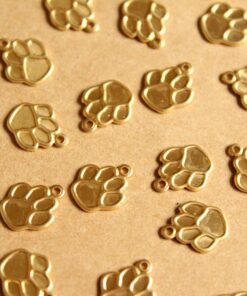 24 pc. Small Raw Brass Paw Charms: 11mm by 9mm - made in USA | RB-1098