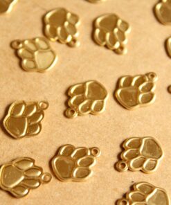24 pc. Small Raw Brass Paw Charms: 11mm by 9mm - made in USA | RB-1098