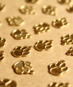 24 pc. Small Raw Brass Paw Charms: 11mm by 9mm - made in USA | RB-1098