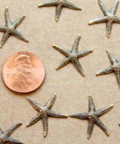 8 pc. Antique Brass Plated Starfish Stampings: 19mm by 20mm - made in USA | AB-061