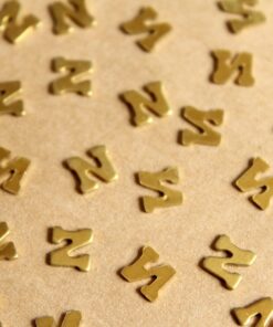 6 pc. Tiny Raw Brass Letter N Stampings - 6mm by 5.5mm - made in USA | RB-1168