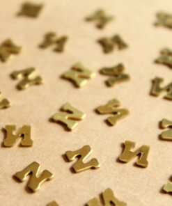 6 pc. Tiny Raw Brass Letter N Stampings - 6mm by 5.5mm - made in USA | RB-1168