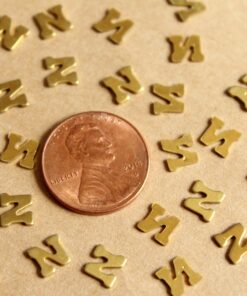 6 pc. Tiny Raw Brass Letter N Stampings - 6mm by 5.5mm - made in USA | RB-1168