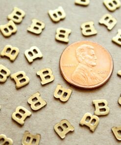 6 pc. Tiny Raw Brass Letter B Stampings - 5.5mm by 5.5mm - made in USA | RB-1170