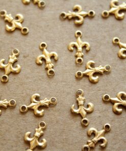 20 pc. Tiny Raw Brass Fleur de Lis Connectors: 12mm by 7mm - made in USA | RB-1158
