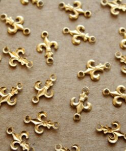 20 pc. Tiny Raw Brass Fleur de Lis Connectors: 12mm by 7mm - made in USA | RB-1158