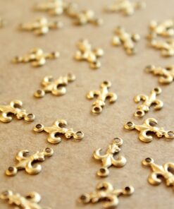20 pc. Tiny Raw Brass Fleur de Lis Connectors: 12mm by 7mm - made in USA | RB-1158
