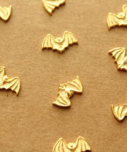 4 pc. Tiny Gold Plated Brass Bat Stampings: 7mm by 12mm - made in USA | GLD-007