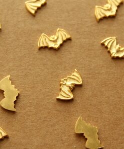 4 pc. Tiny Gold Plated Brass Bat Stampings: 7mm by 12mm - made in USA | GLD-007
